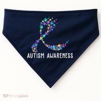 Autism Awareness Puzzle Ribbon USA-Made Doggie Bandana thumb 0