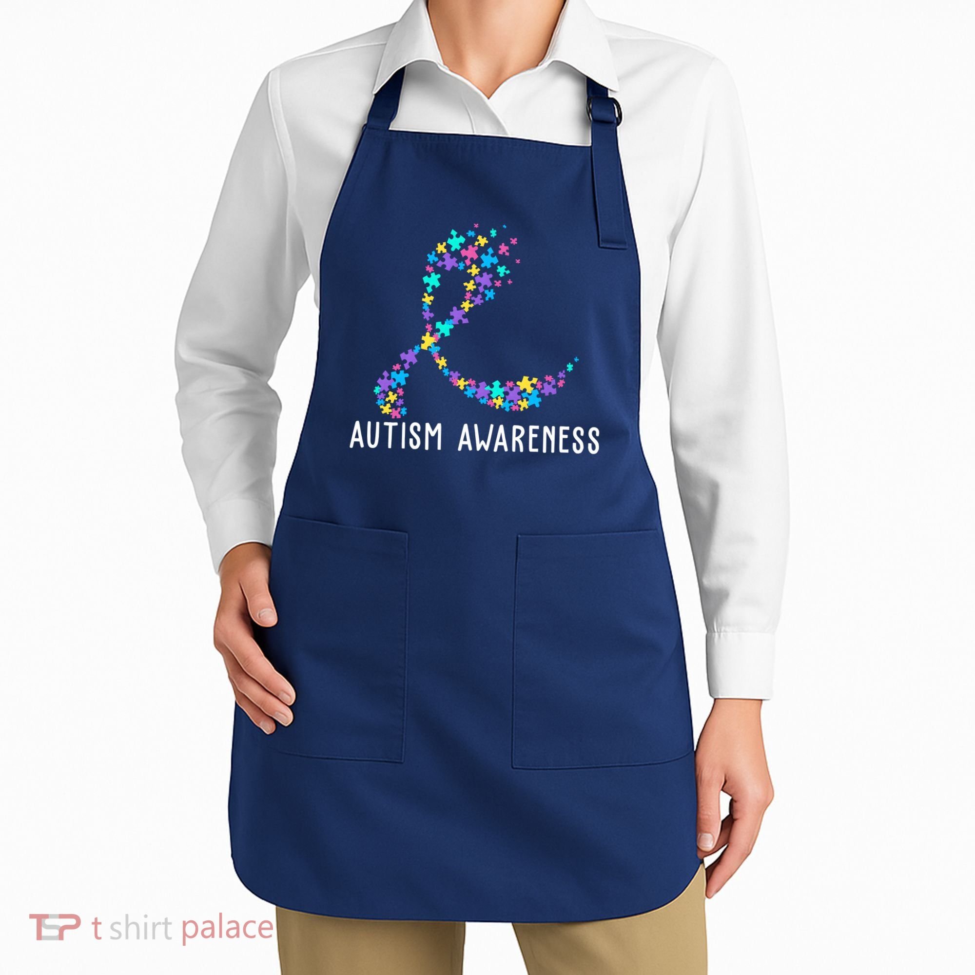 Autism Awareness Puzzle Ribbon Apron