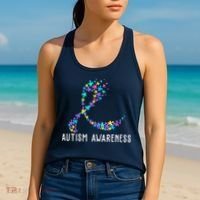 Autism Awareness Puzzle Ribbon Women's Tank Top thumb 2