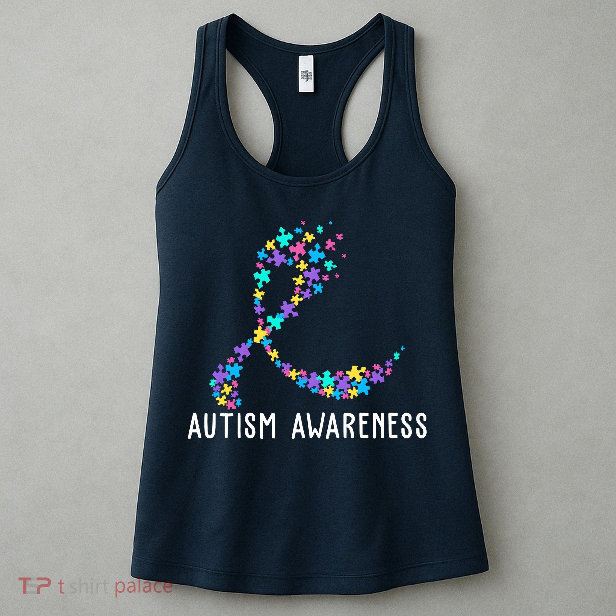 Autism Awareness Puzzle Ribbon Women's Tank Top