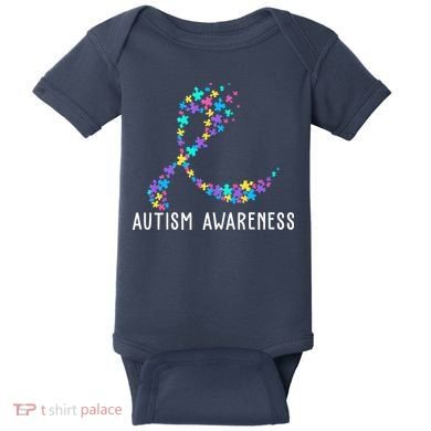 Autism Awareness Puzzle Ribbon Baby Bodysuit