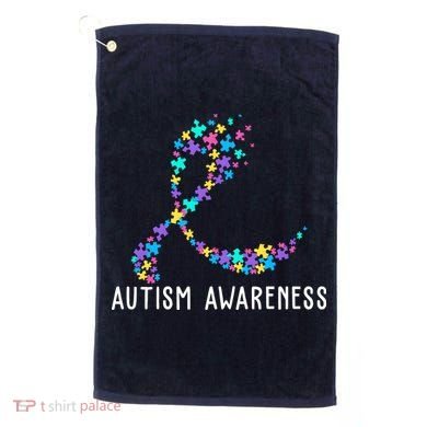 Autism Awareness Puzzle Ribbon Golf Towel