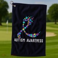 Autism Awareness Puzzle Ribbon Golf Towel thumb 1