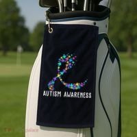 Autism Awareness Puzzle Ribbon Golf Towel thumb 2