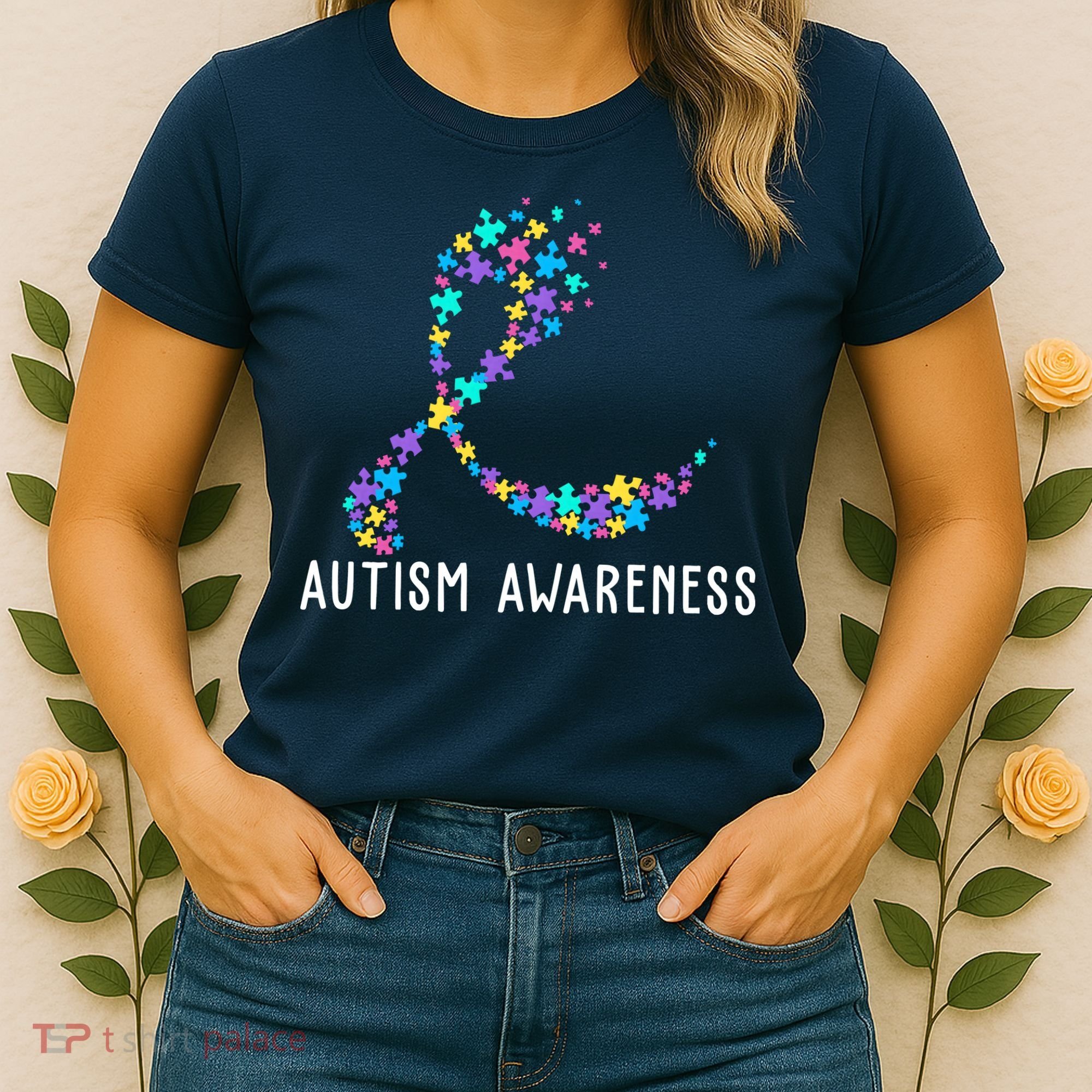 Autism Awareness Puzzle Ribbon Women's T-Shirt
