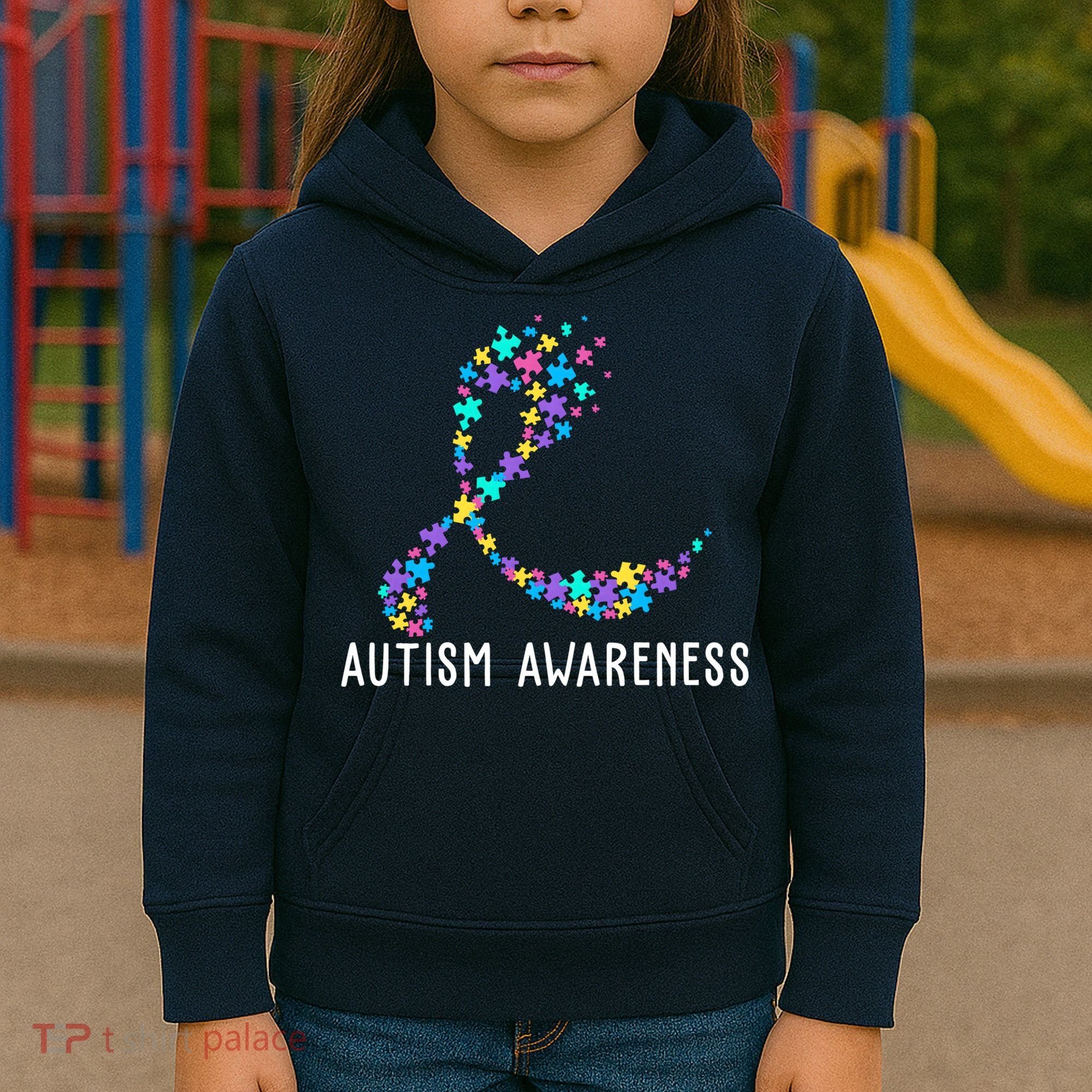 Autism Awareness Puzzle Ribbon Kids Hoodie