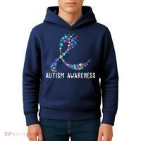 Autism Awareness Puzzle Ribbon Kids Hoodie thumb 4