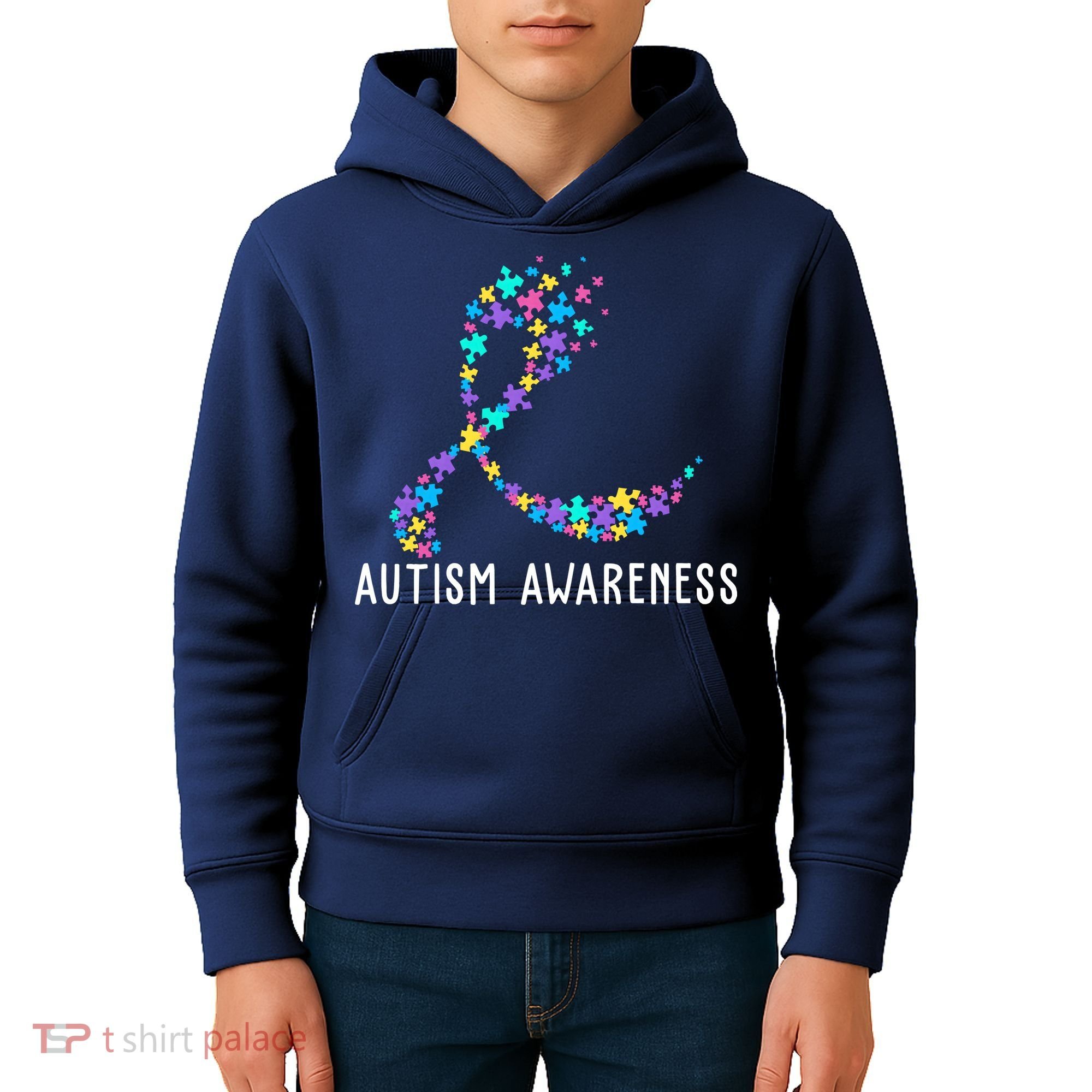 Autism Awareness Puzzle Ribbon Kids Hoodie