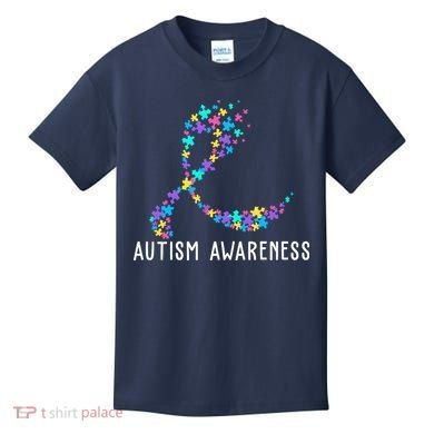 Autism Awareness Puzzle Ribbon Kids T-Shirt