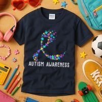 Autism Awareness Puzzle Ribbon Kids T-Shirt thumb 3
