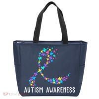 Autism Awareness Puzzle Ribbon Tote Bag thumb 0
