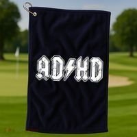 ADHD ADD Parody Rock And Roll Entourage Music Funny Golf Towel thumb 1