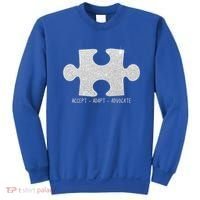 Autism Awareness Puzzle Accept Adapt Advocate Sweatshirt thumb 0