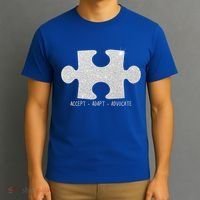 Autism Awareness Puzzle Accept Adapt Advocate T-Shirt thumb 3