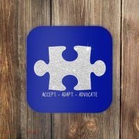 Autism Awareness Puzzle Accept Adapt Advocate Coaster thumb 0