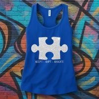 Autism Awareness Puzzle Accept Adapt Advocate Women's Tank Top thumb 3