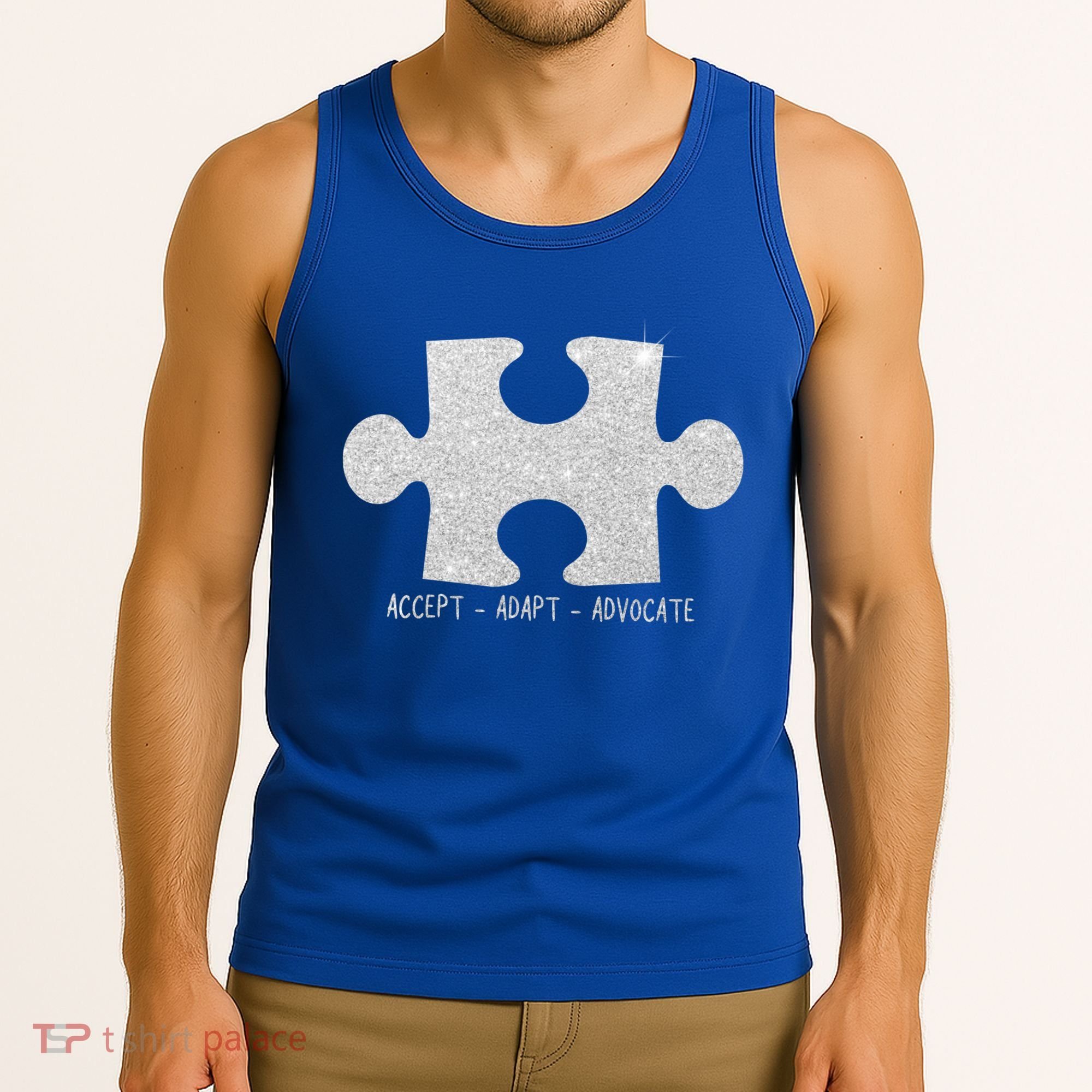 Autism Awareness Puzzle Accept Adapt Advocate Tank Top