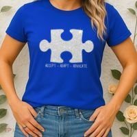 Autism Awareness Puzzle Accept Adapt Advocate Women's T-Shirt thumb 2
