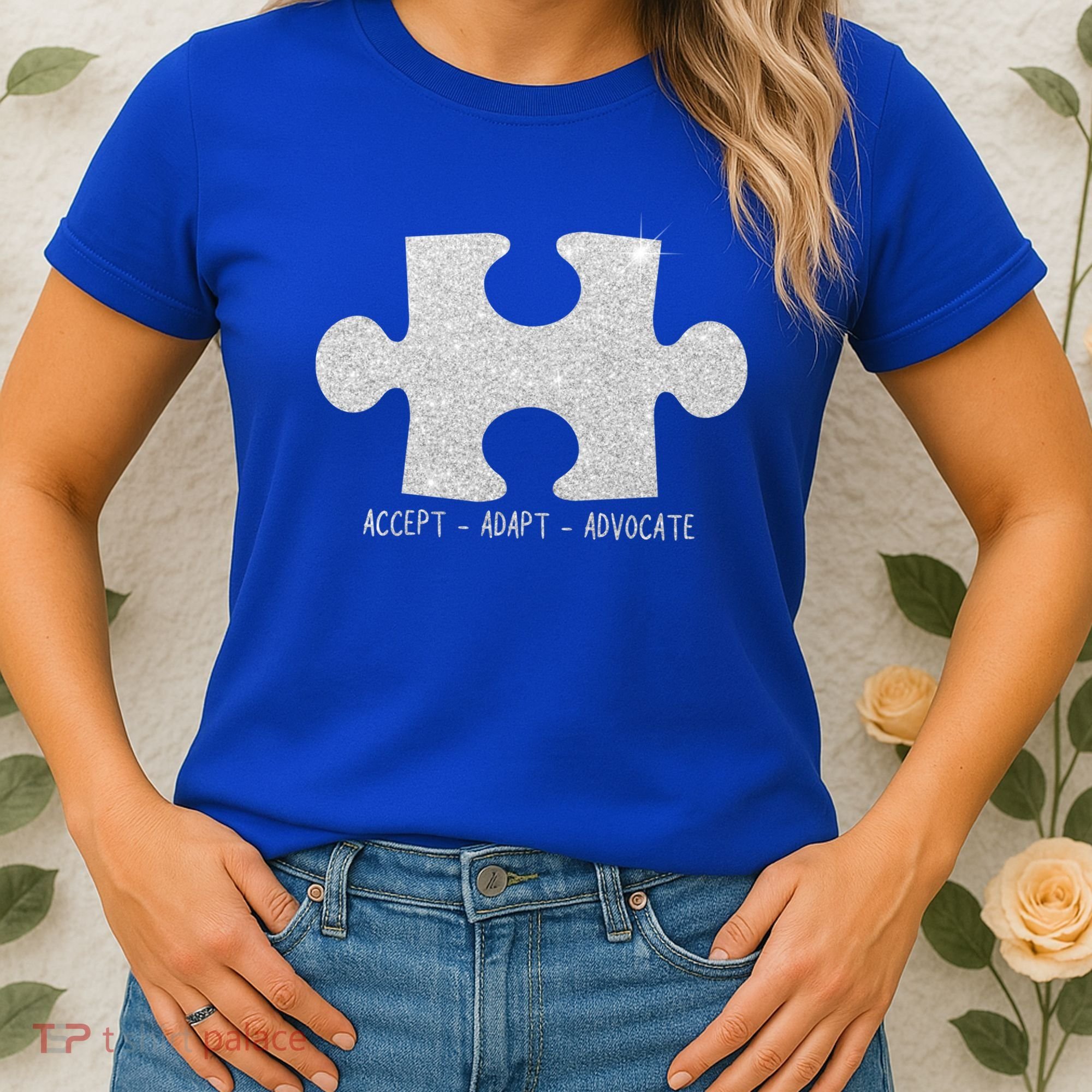 Autism Awareness Puzzle Accept Adapt Advocate Women's T-Shirt
