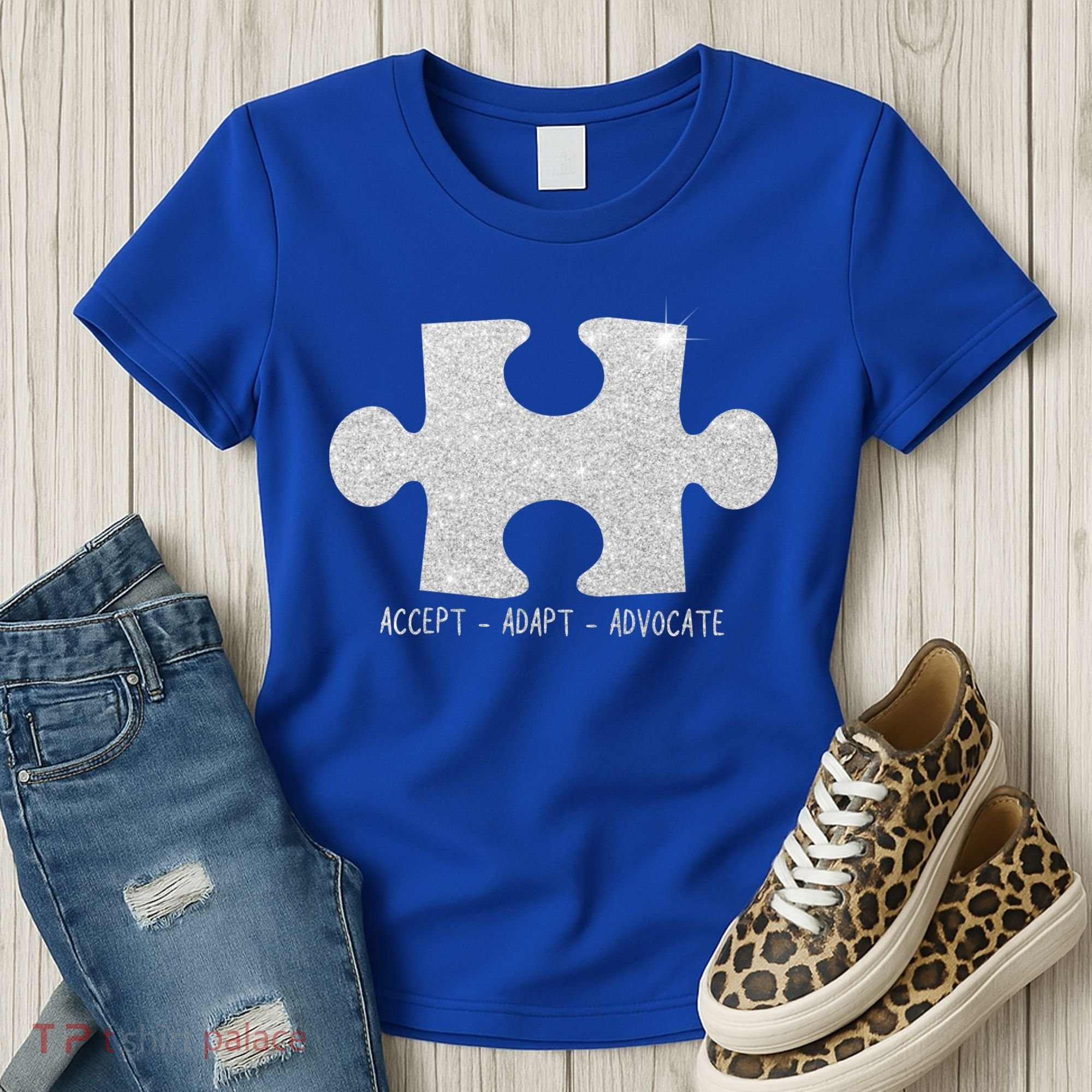 Autism Awareness Puzzle Accept Adapt Advocate Women's T-Shirt
