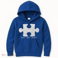 Autism Awareness Puzzle Accept Adapt Advocate Kids Hoodie thumb 0