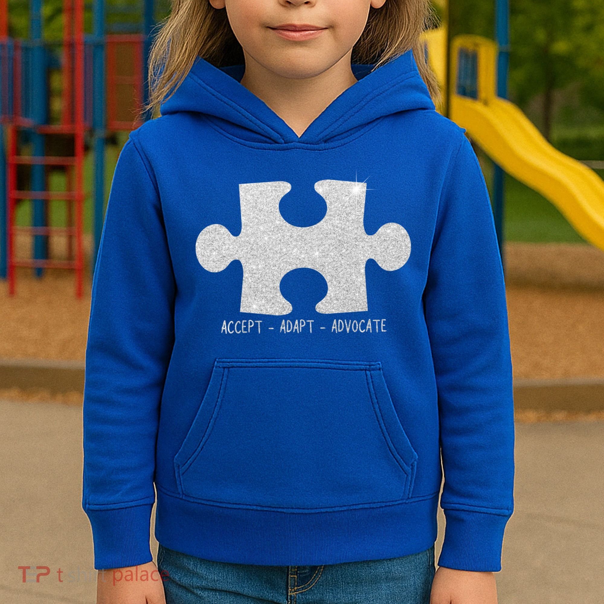 Autism Awareness Puzzle Accept Adapt Advocate Kids Hoodie