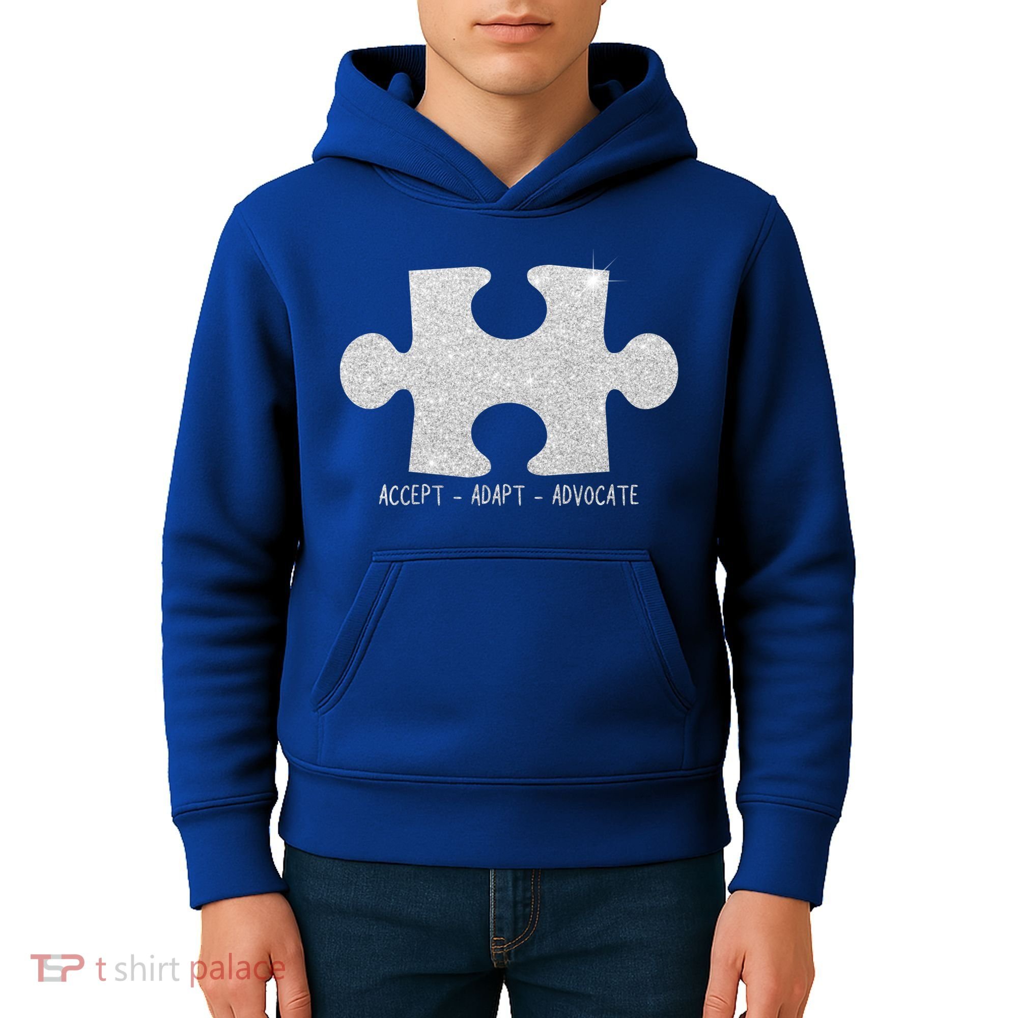 Autism Awareness Puzzle Accept Adapt Advocate Kids Hoodie