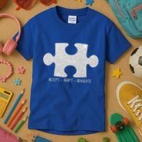 Autism Awareness Puzzle Accept Adapt Advocate Kids T-Shirt thumb 3