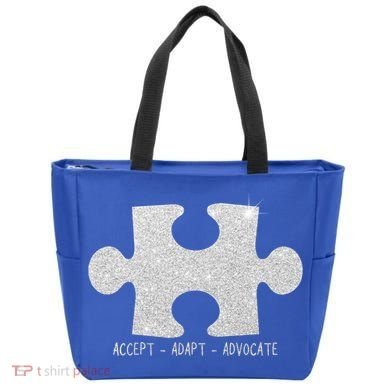 Autism Awareness Puzzle Accept Adapt Advocate Tote Bag