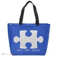 Autism Awareness Puzzle Accept Adapt Advocate Tote Bag thumb 0