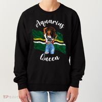 Afro Aquarius Queen From Dominica Zodiac Birthday Gift Women's Sweatshirt thumb 0