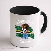 Afro Aquarius Queen From Dominica Zodiac Birthday Gift Coffee Mug thumb 1