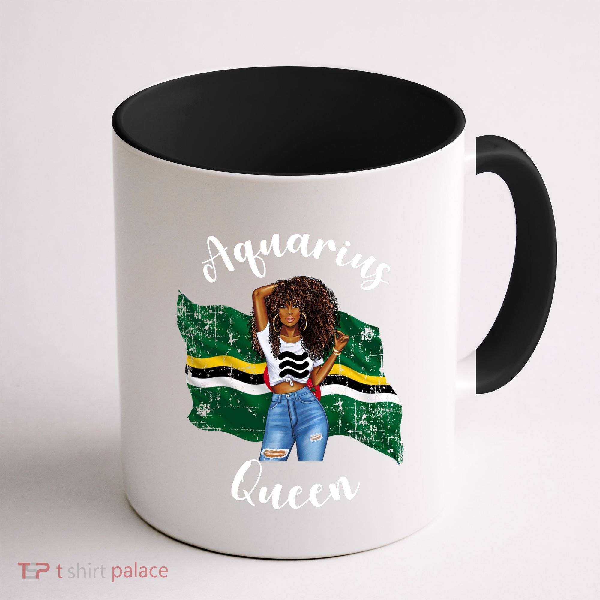 Afro Aquarius Queen From Dominica Zodiac Birthday Gift Coffee Mug