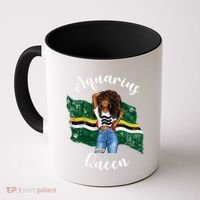 Afro Aquarius Queen From Dominica Zodiac Birthday Gift Coffee Mug thumb 0