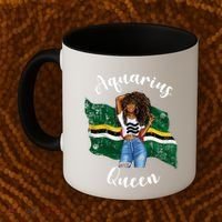 Afro Aquarius Queen From Dominica Zodiac Birthday Gift Coffee Mug thumb 2