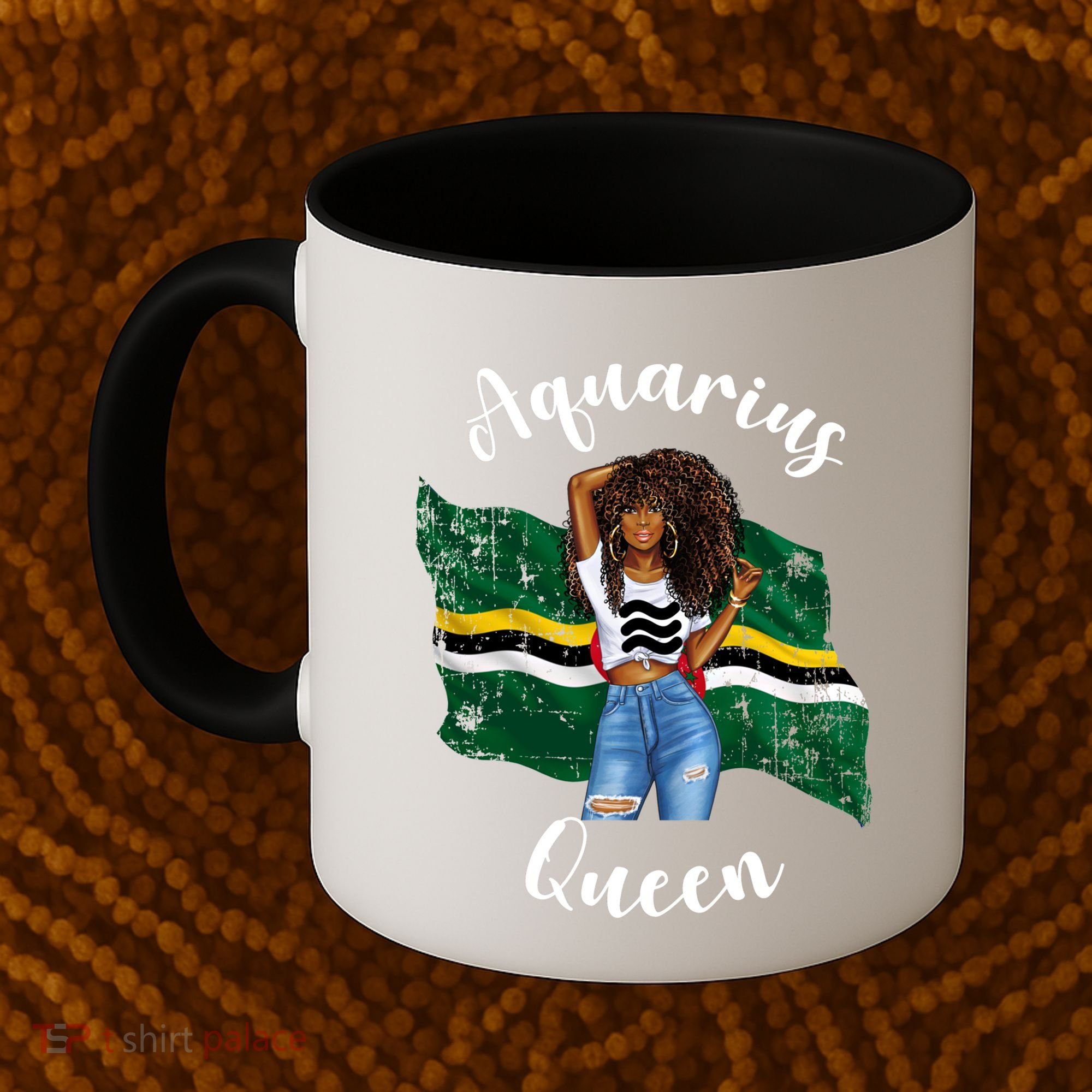 Afro Aquarius Queen From Dominica Zodiac Birthday Gift Coffee Mug