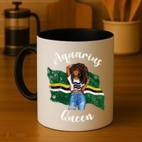 Afro Aquarius Queen From Dominica Zodiac Birthday Gift Coffee Mug thumb 4