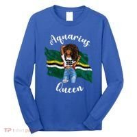 Afro Aquarius Queen From Dominica Zodiac Birthday Gift Long Sleeve Shirt thumb 0
