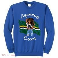Afro Aquarius Queen From Dominica Zodiac Birthday Gift Sweatshirt thumb 0