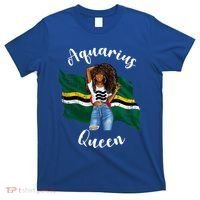 Afro Aquarius Queen From Dominica Zodiac Birthday Gift T-Shirt thumb 0