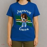 Afro Aquarius Queen From Dominica Zodiac Birthday Gift T-Shirt thumb 4