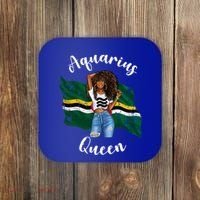 Afro Aquarius Queen From Dominica Zodiac Birthday Gift Coaster thumb 0