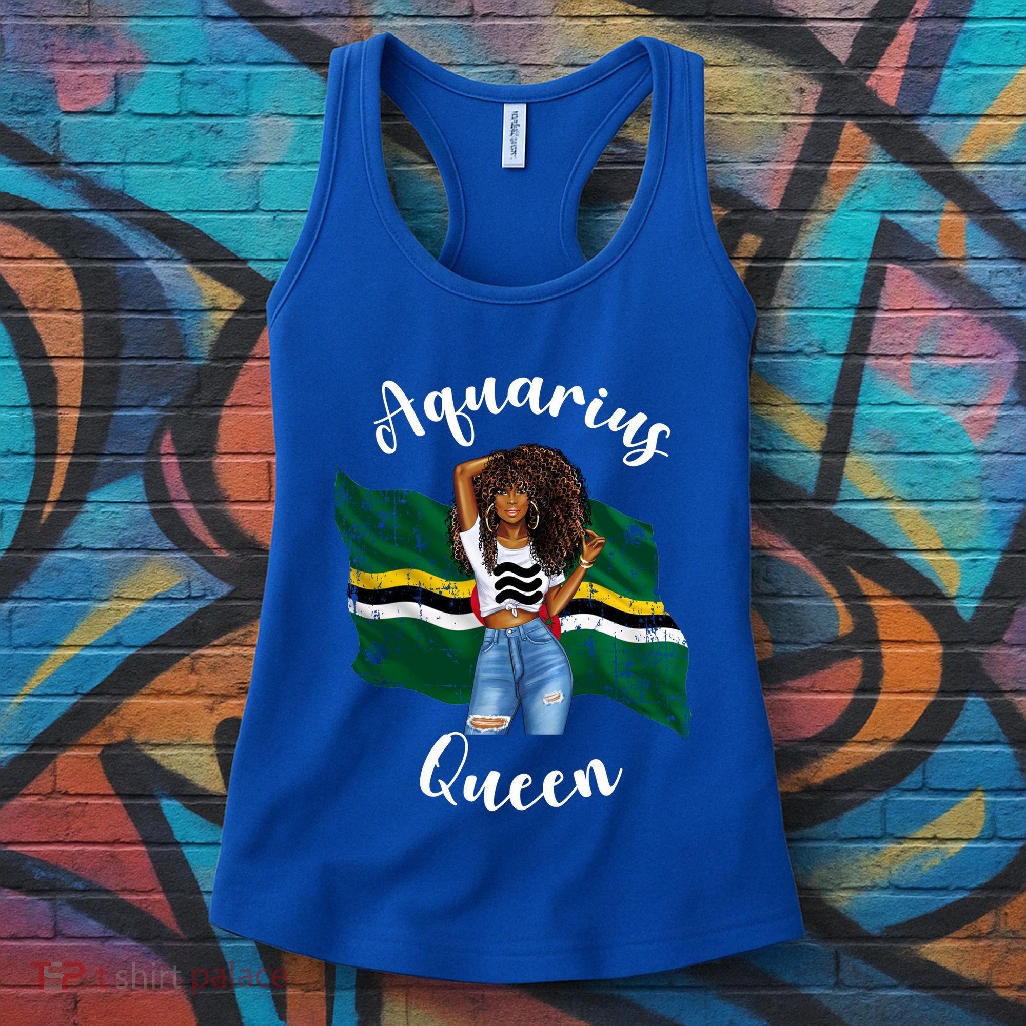 Afro Aquarius Queen From Dominica Zodiac Birthday Gift Women's Tank Top