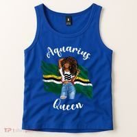 Afro Aquarius Queen From Dominica Zodiac Birthday Gift Tank Top thumb 2