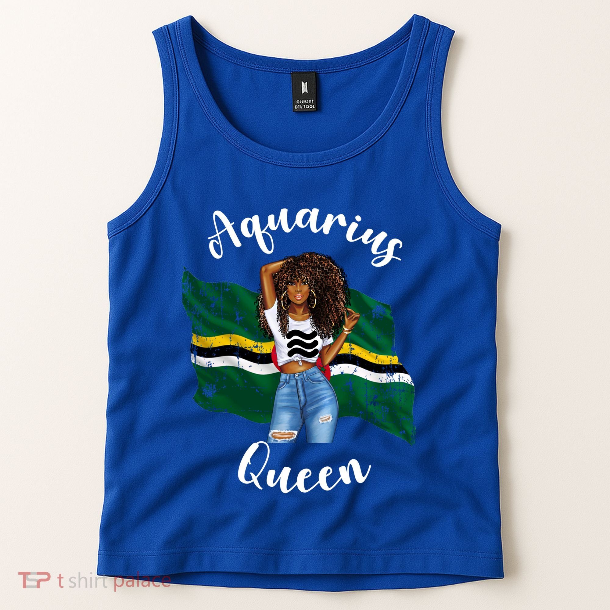Afro Aquarius Queen From Dominica Zodiac Birthday Gift Tank Top