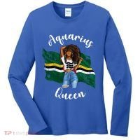 Afro Aquarius Queen From Dominica Zodiac Birthday Gift Women's Long Sleeve Shirt thumb 0