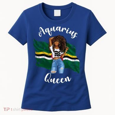 Afro Aquarius Queen From Dominica Zodiac Birthday Gift Women's T-Shirt