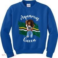 Afro Aquarius Queen From Dominica Zodiac Birthday Gift Kids Sweatshirt thumb 0