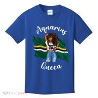 Afro Aquarius Queen From Dominica Zodiac Birthday Gift Kids T-Shirt thumb 0