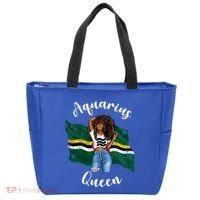 Afro Aquarius Queen From Dominica Zodiac Birthday Gift Tote Bag thumb 0